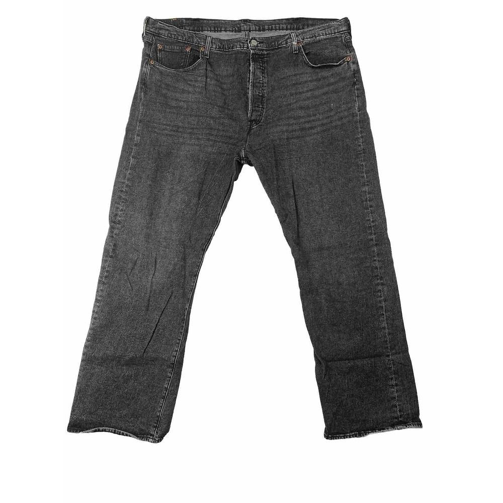 Levi's 501 Button Fly Denim Jeans Mens Black Medium Wash Size 42x30